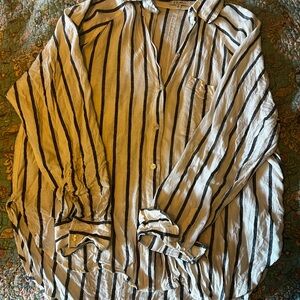 Z Supply White and Gold Long Sleeve Button Down Shirt